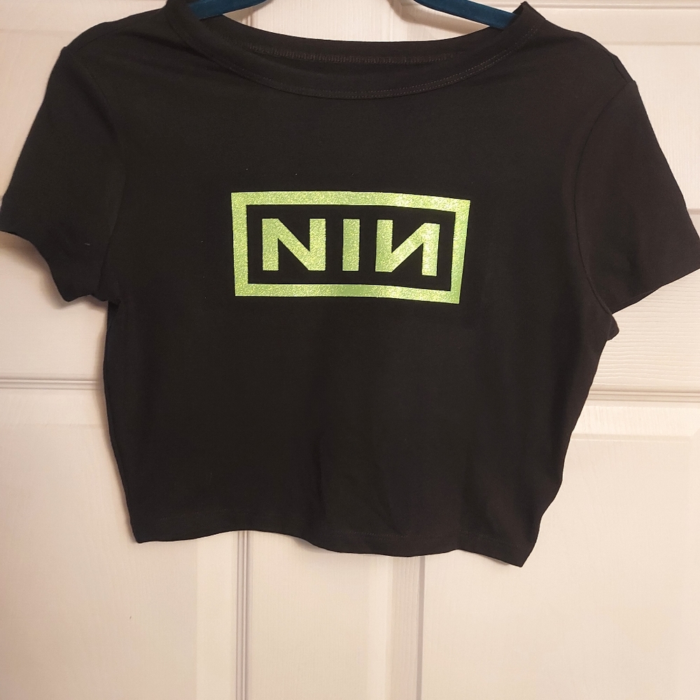 Nine inch nails crop top - green sparkly letters